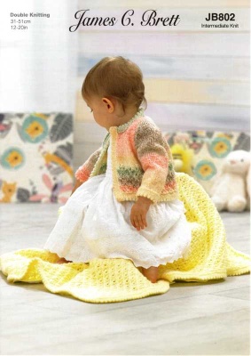 Knitting Pattern - James C Brett JB802 - Baby Twinkle Print DK - Cardigan, Sweater and Hat